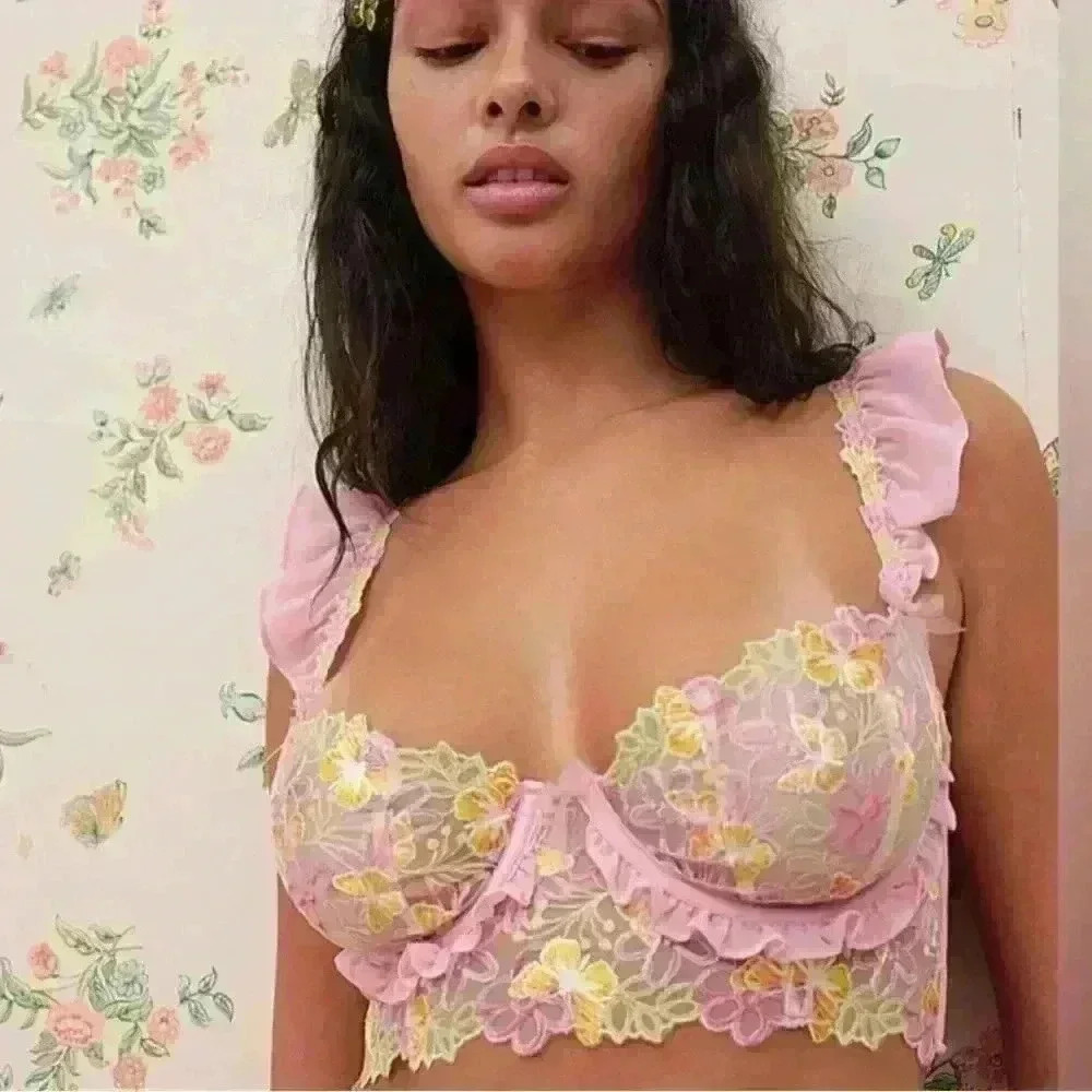 13. NWT For Love & Lemons Sunset Butterfly Ruffle Bustier size XS